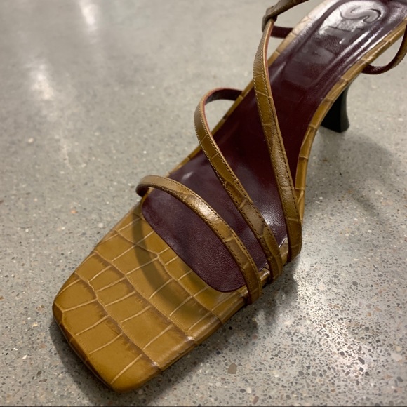 Staud Gita Strappy Sandals Brown Croc Leather Sz 40 NWT - Picture 7 of 15